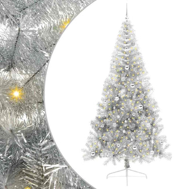 Vidaxl kunstmatig voorverlicht kerstboom met 300 led zilver 240 cm pet