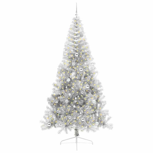 Vidaxl kunstmatig voorverlicht kerstboom met 300 led zilver 240 cm pet