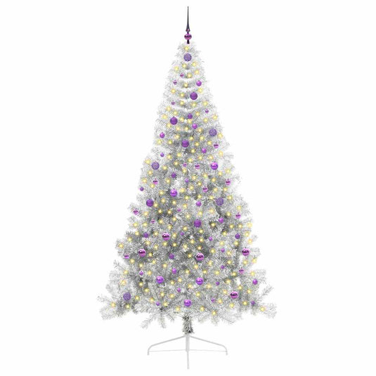 Vidaxl kunstmatig voorverlicht kerstboom met 300 led zilver 240 cm pet