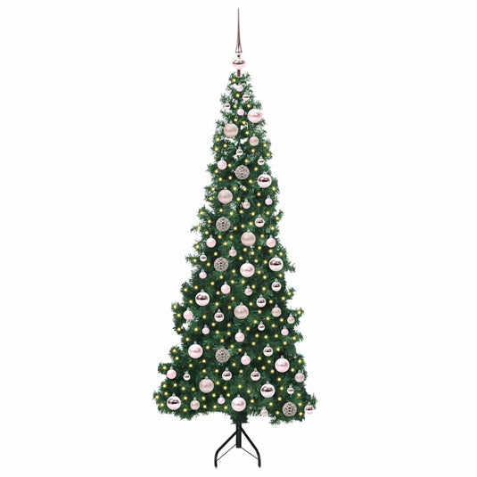 Vidaxl hoek kunstkerstboom met 300 led groen 180 cm pvc en metaal