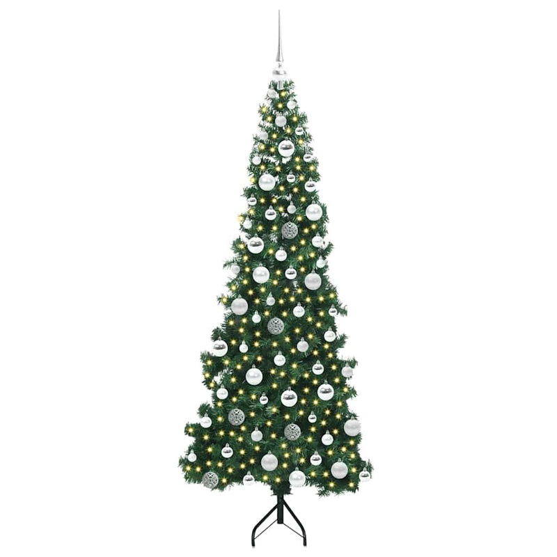 Chargez l'image dans la visionneuse de la galerie, Vidaxl hoek kunstkerstboom met 300 led groen 180 cm pvc en metaal
