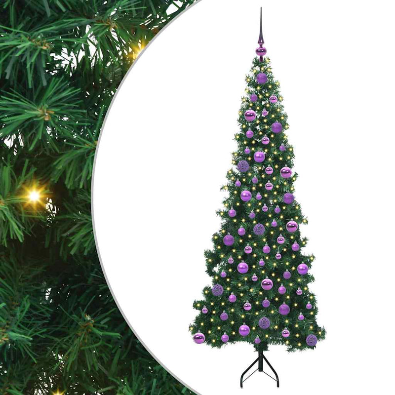 Chargez l'image dans la visionneuse de la galerie, Vidaxl hoek kunstkerstboom met 300 led groen 180 cm pvc en metaal
