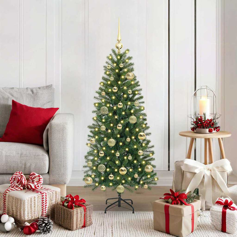 Chargez l'image dans la visionneuse de la galerie, Vidaxl kunstkerstboom met 150 led met standaard groen 120 cm pe en pvc

