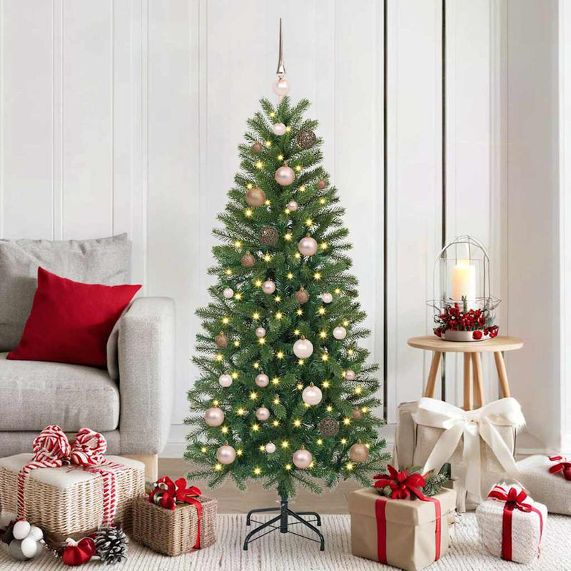 Chargez l'image dans la visionneuse de la galerie, Vidaxl kunstkerstboom met 150 led met standaard groen 150 cm pe en pvc
