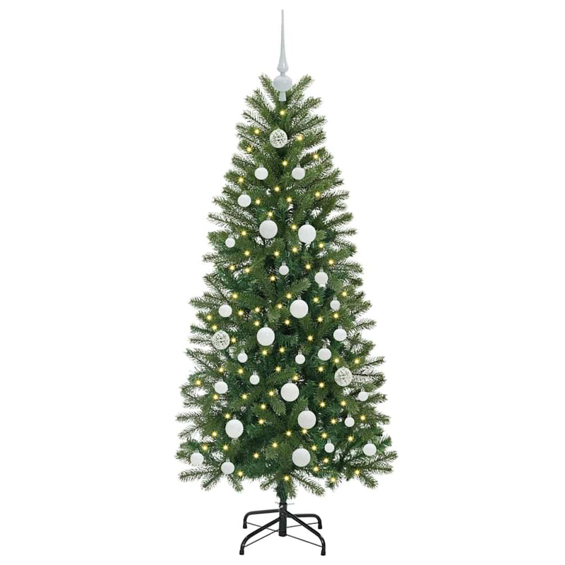 Chargez l'image dans la visionneuse de la galerie, Vidaxl kunstkerstboom met 150 led met standaard groen 150 cm pe en pvc
