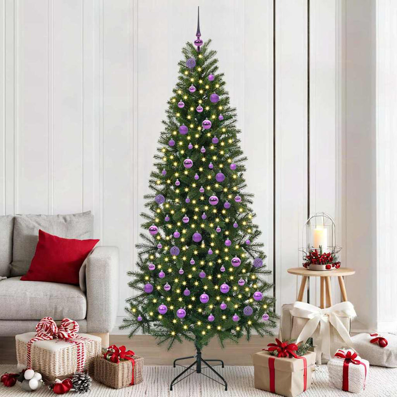 Afbeelding laden in galerijviewer, Vidaxl kunstkerstboom met 300 led met standaard groen 210 cm pe en pvc
