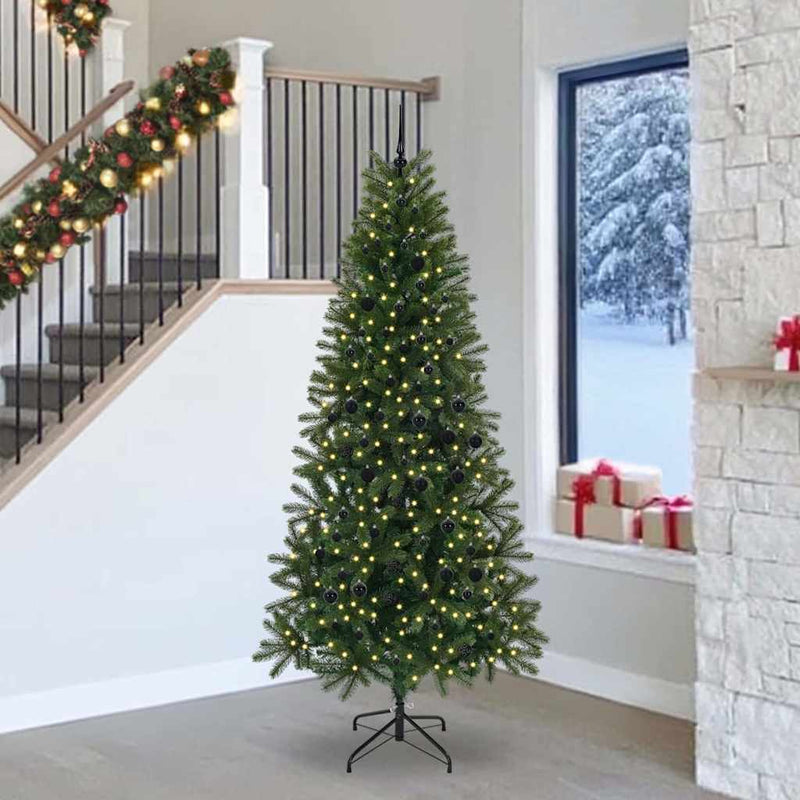 Afbeelding laden in galerijviewer, Vidaxl kunstkerstboom met 300 led met standaard groen 240 cm pe en pvc
