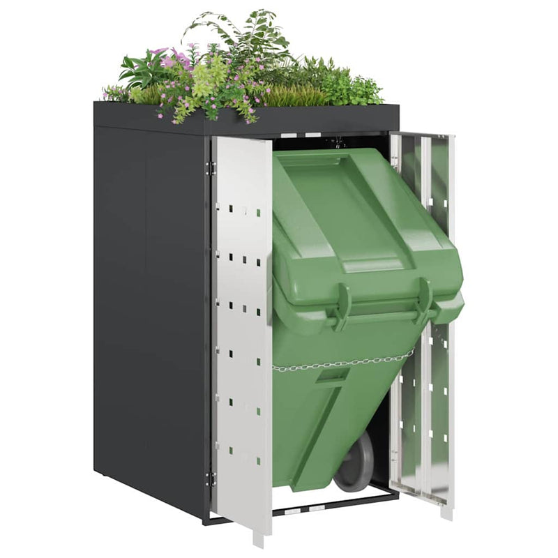Chargez l'image dans la visionneuse de la galerie, Vidaxl afvalcontaineropslag met plantenbakdak voor 240l container
