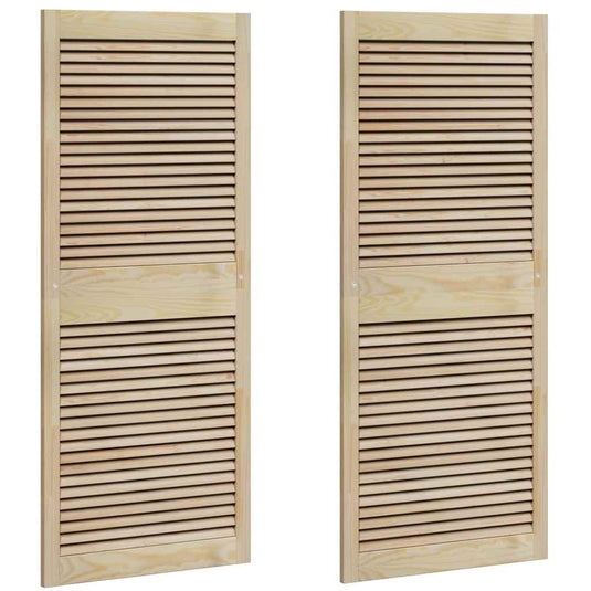 Vidaxl kastdeur 2 pcs naturel 140,5 x 2,1 x 59,5 cm massief grenenhout