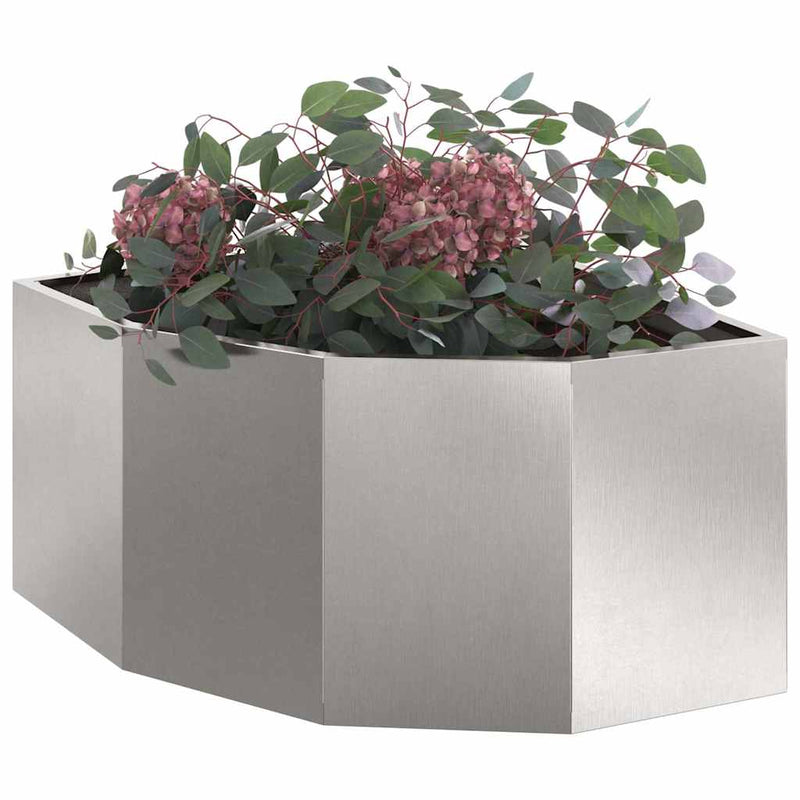 ギャラリービューアに画像をロードする, Vidaxl hoek plantbak zilver 60 x 60 x 35 cm roestvrij staal
