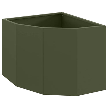 Vidaxl hoek plantbak olijfgroen 45 x 45 x 35 cm staal