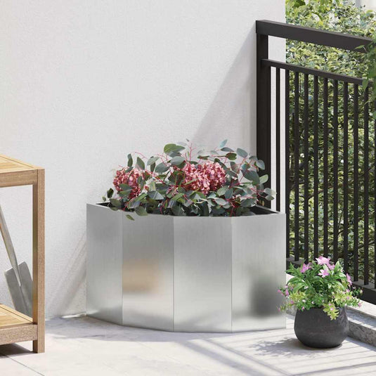 Vidaxl hoek plantbak zilver 45 x 45 x 35 cm gegalvaniseerd staal