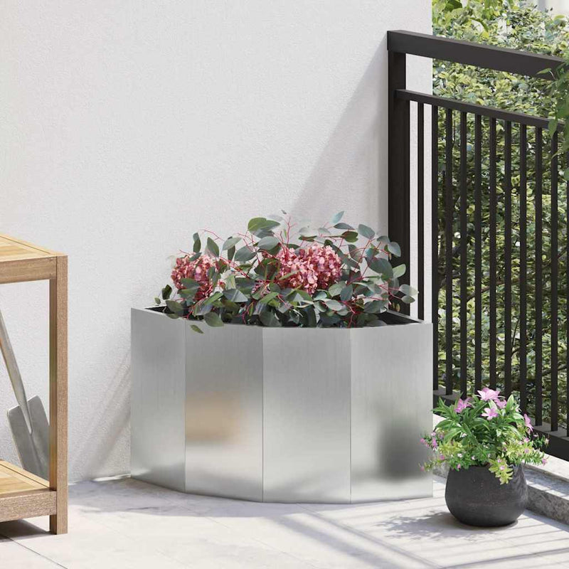 Afbeelding laden in galerijviewer, Vidaxl hoek plantbak zilver 45 x 45 x 35 cm gegalvaniseerd staal
