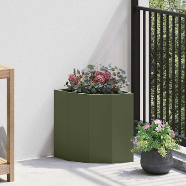 Vidaxl hoek plantbak olijfgroen 30 x 30 x 35 cm staal