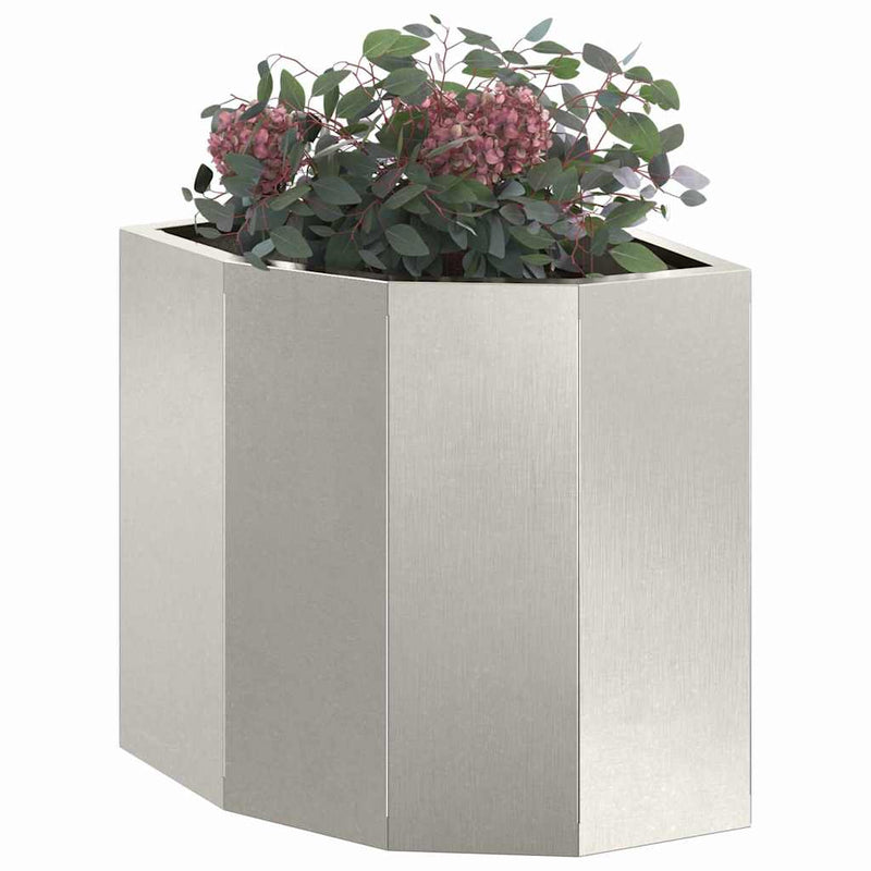 Afbeelding laden in galerijviewer, Vidaxl hoek plantbak zilver 30 x 30 x 35 cm roestvrij staal
