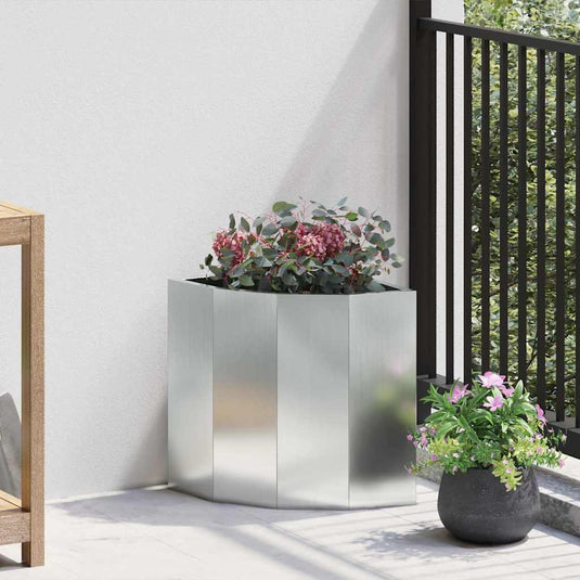 Vidaxl hoek plantbak zilver 30 x 30 x 35 cm gegalvaniseerd staal