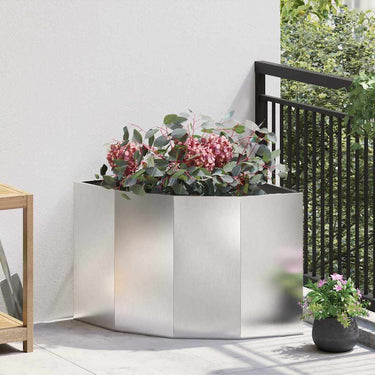 Vidaxl hoek plantbak zilver 60 x 60 x 50 cm roestvrij staal