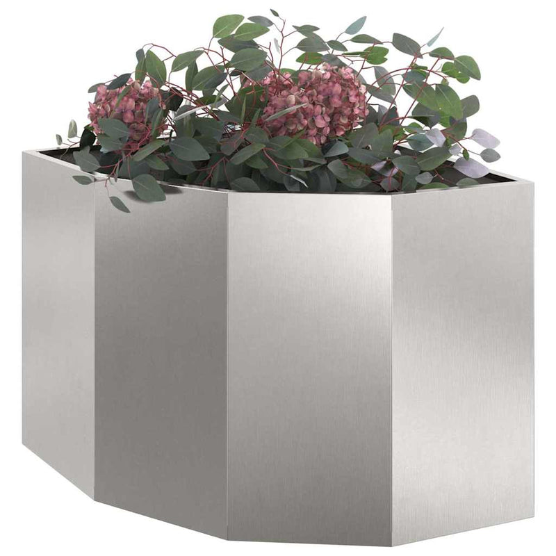 Afbeelding laden in galerijviewer, Vidaxl hoek plantbak zilver 60 x 60 x 50 cm roestvrij staal
