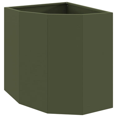 Vidaxl hoek plantbak olijfgroen 45 x 45 x 50 cm staal