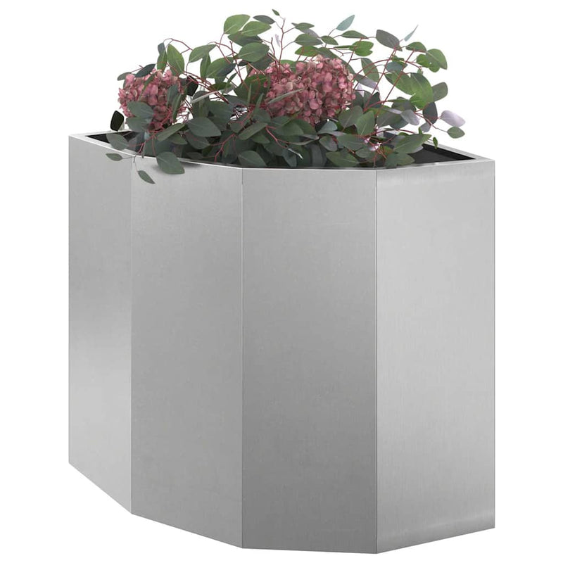 Afbeelding laden in galerijviewer, Vidaxl hoek plantbak zilver 45 x 45 x 50 cm roestvrij staal
