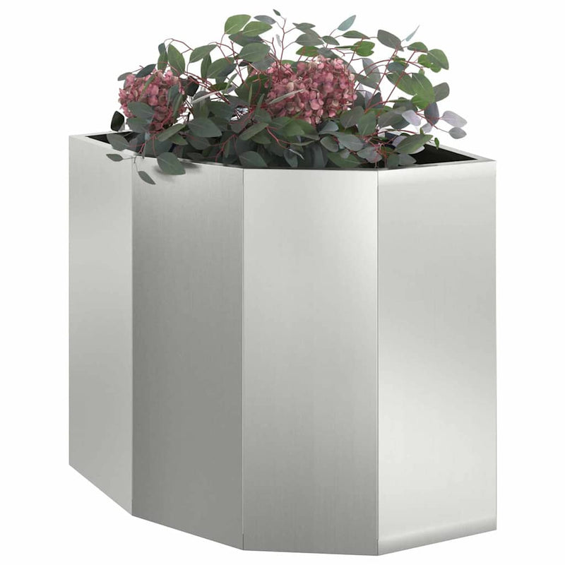 Afbeelding laden in galerijviewer, Vidaxl hoek plantbak zilver 45 x 45 x 50 cm gegalvaniseerd staal
