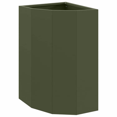 Vidaxl hoek plantbak olijfgroen 30 x 30 x 50 cm staal