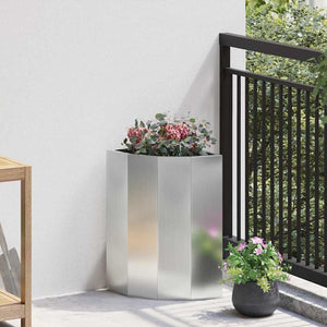 Vidaxl hoek plantbak zilver 30 x 30 x 50 cm gegalvaniseerd staal