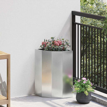 Vidaxl hoek plantbak zilver 30 x 30 x 50 cm gegalvaniseerd staal