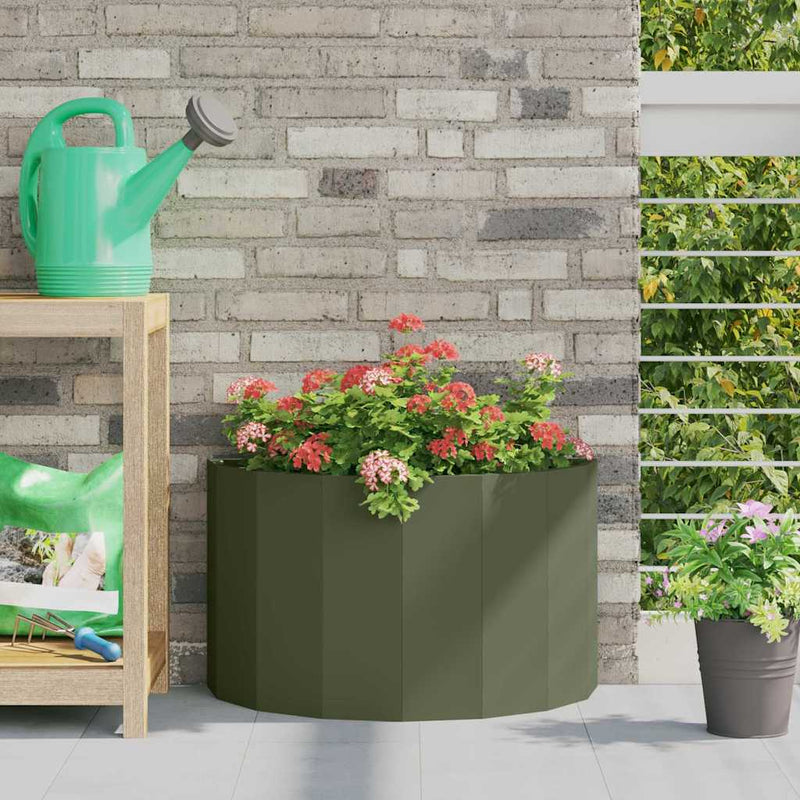 ギャラリービューアに画像をロードする, Vidaxl plantenbak olijf groen 60 x 30 x 35 cm staal
