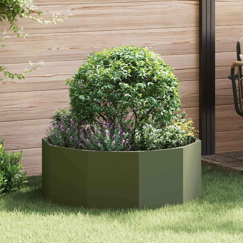 ギャラリービューアに画像をロードする, Vidaxl plantenbak olijf groen 90 x 90 x 35 cm staal
