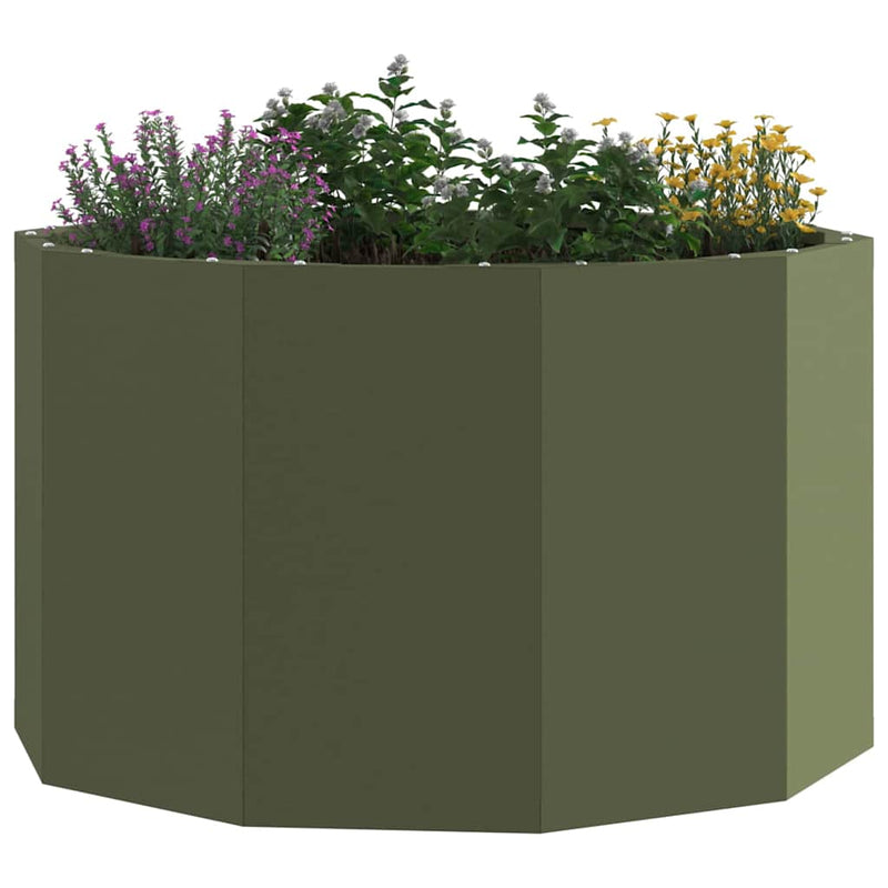 ギャラリービューアに画像をロードする, Vidaxl plantenbak olijf groen 60 x 60 x 35 cm staal
