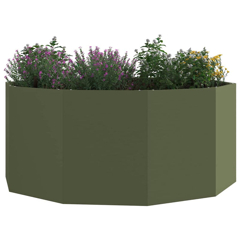 Afbeelding laden in galerijviewer, Vidaxl plantenbak olijf groen 120 x 120 x 50 cm staal
