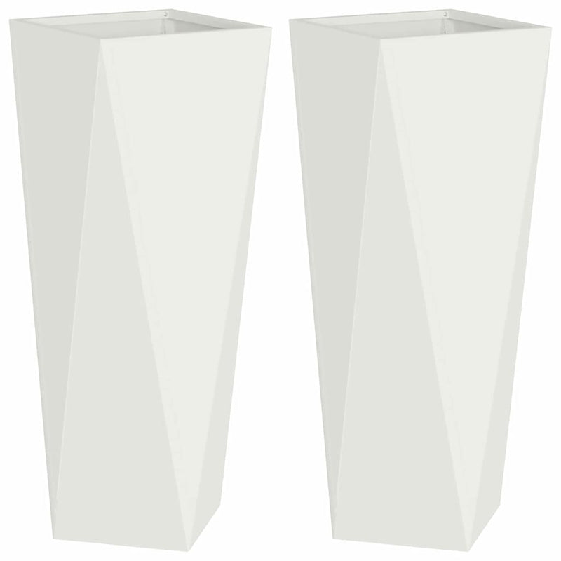 Afbeelding laden in galerijviewer, Vidaxl plantenbak 2 pcs wit 30 x 30 x 75 cm staal
