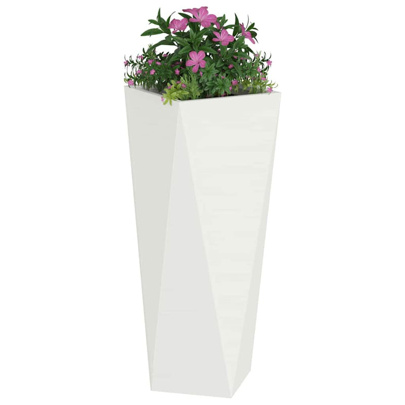 Afbeelding laden in galerijviewer, Vidaxl plantenbak 2 pcs wit 30 x 30 x 75 cm staal
