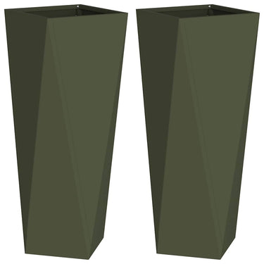 Vidaxl plantenbak 2 pcs olijf groen 30 x 30 x 75 cm staal