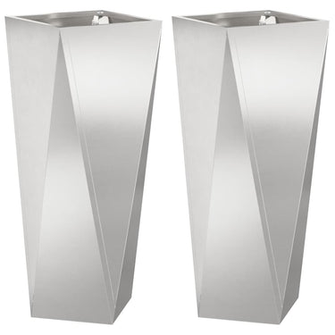 Vidaxl plantenbak 2 pcs zilver 30 x 30 x 75 cm roestvrij staal