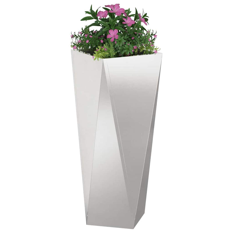 Afbeelding laden in galerijviewer, Vidaxl plantenbak 2 pcs zilver 30 x 30 x 75 cm roestvrij staal
