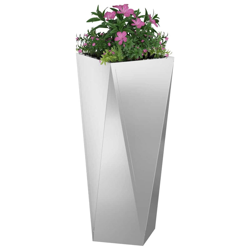 Afbeelding laden in galerijviewer, Vidaxl plantenbak zilver 30 x 30 x 75 cm gegalvaniseerd staal

