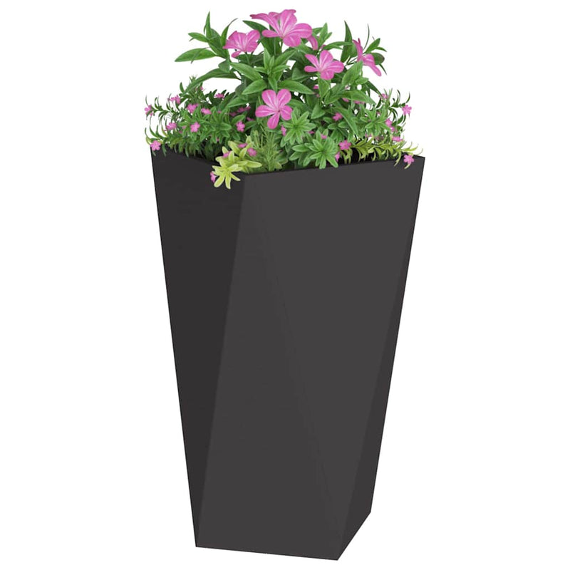 Afbeelding laden in galerijviewer, Vidaxl plantenbak zwart 40 x 40 x 75 cm staal
