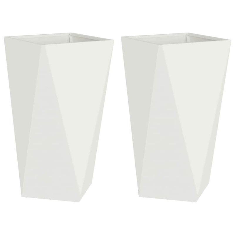 Afbeelding laden in galerijviewer, Vidaxl plantenbak 2 pcs wit 40 x 40 x 75 cm staal
