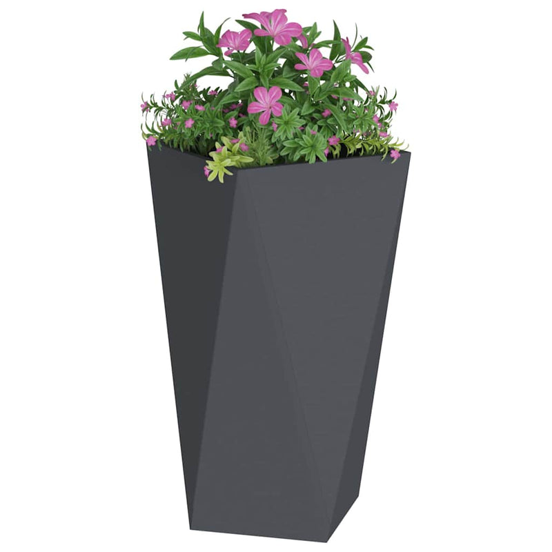 Afbeelding laden in galerijviewer, Vidaxl plantenbak antraciet 40 x 40 x 75 cm staal
