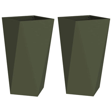 Vidaxl plantenbak 2 pcs olijf groen 40 x 40 x 75 cm staal