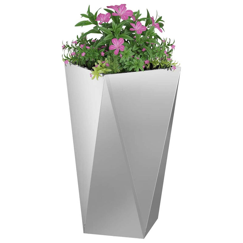Afbeelding laden in galerijviewer, Vidaxl plantenbak zilver 40 x 40 x 75 cm gegalvaniseerd staal
