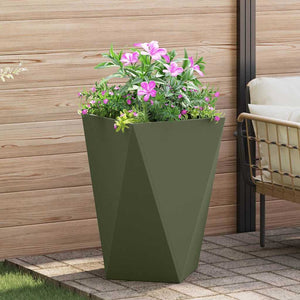 Vidaxl plantenbak olijf groen 50 x 50 x 75 cm staal