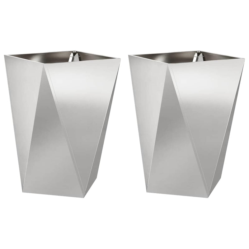 Afbeelding laden in galerijviewer, Vidaxl plantenbak 2 pcs zilver 50 x 50 x 75 cm roestvrij staal
