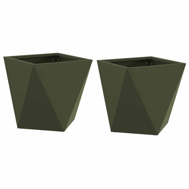Vidaxl plantenbak 2 pcs olijf groen 30 x 30 x 30 cm staal