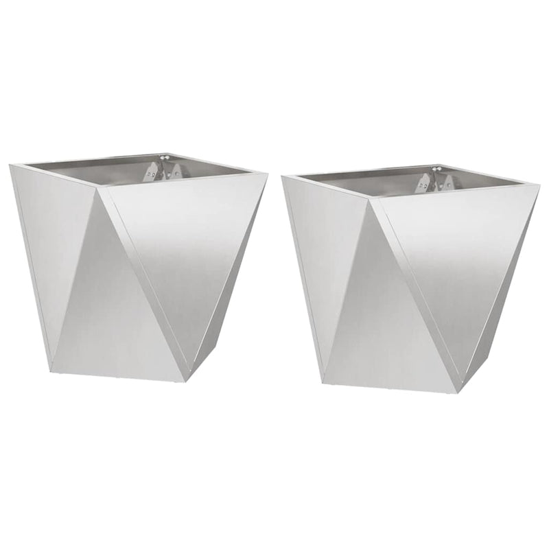 Afbeelding laden in galerijviewer, Vidaxl plantenbak 2 pcs zilver 30 x 30 x 30 cm roestvrij staal
