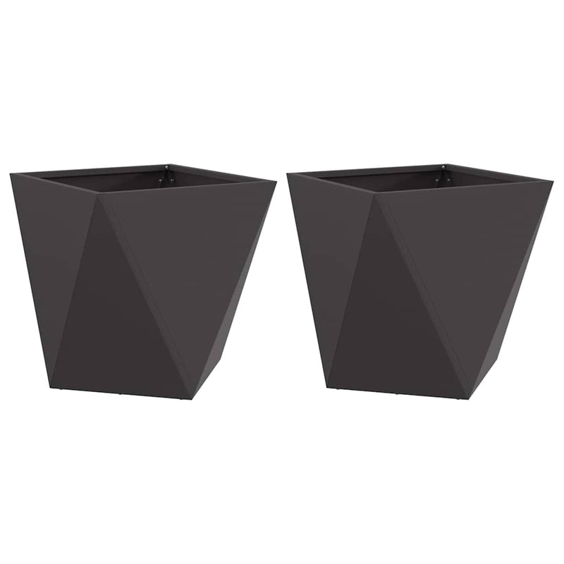 ギャラリービューアに画像をロードする, Vidaxl plantenbak 2 pcs zwart 40 x 40 x 40 cm staal
