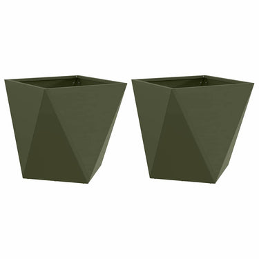 Vidaxl plantenbak 2 pcs olijf groen 40 x 40 x 40 cm staal