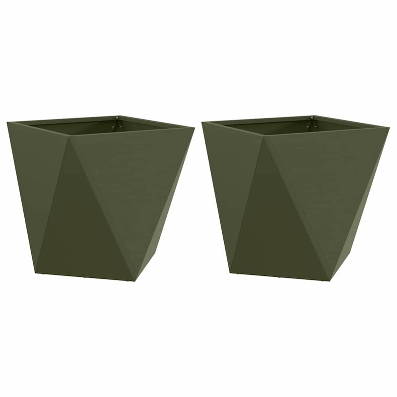 ギャラリービューアに画像をロードする, Vidaxl plantenbak 2 pcs olijf groen 40 x 40 x 40 cm staal
